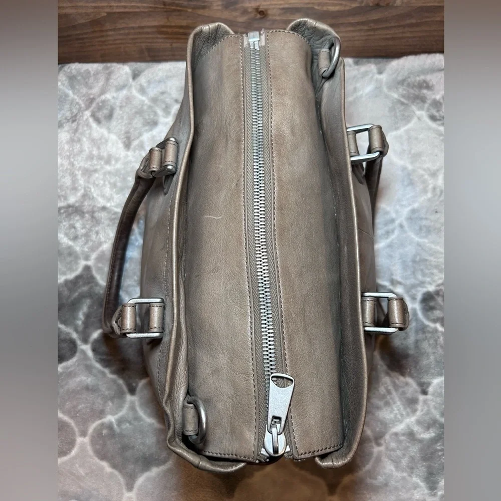 LIEBESKIND Berlin Georgia Foil Leather Satchel Beige Crossbody Bag